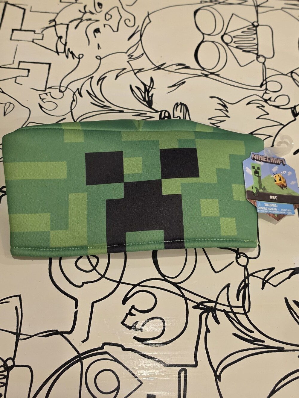 Minecraft Creeper Beanie Hat Zipper Pocket Novelty Cap Youth Kids OSFM NWT